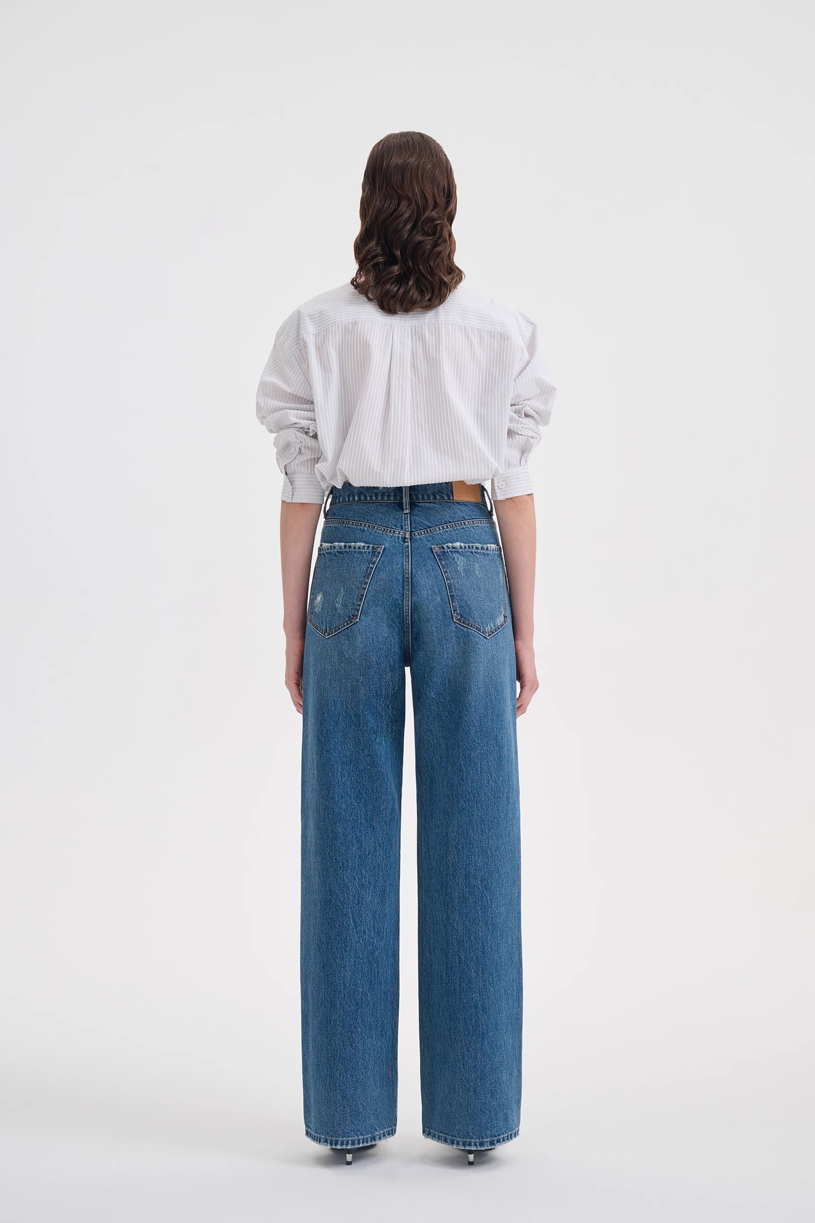 high waisted white wide leg jeans