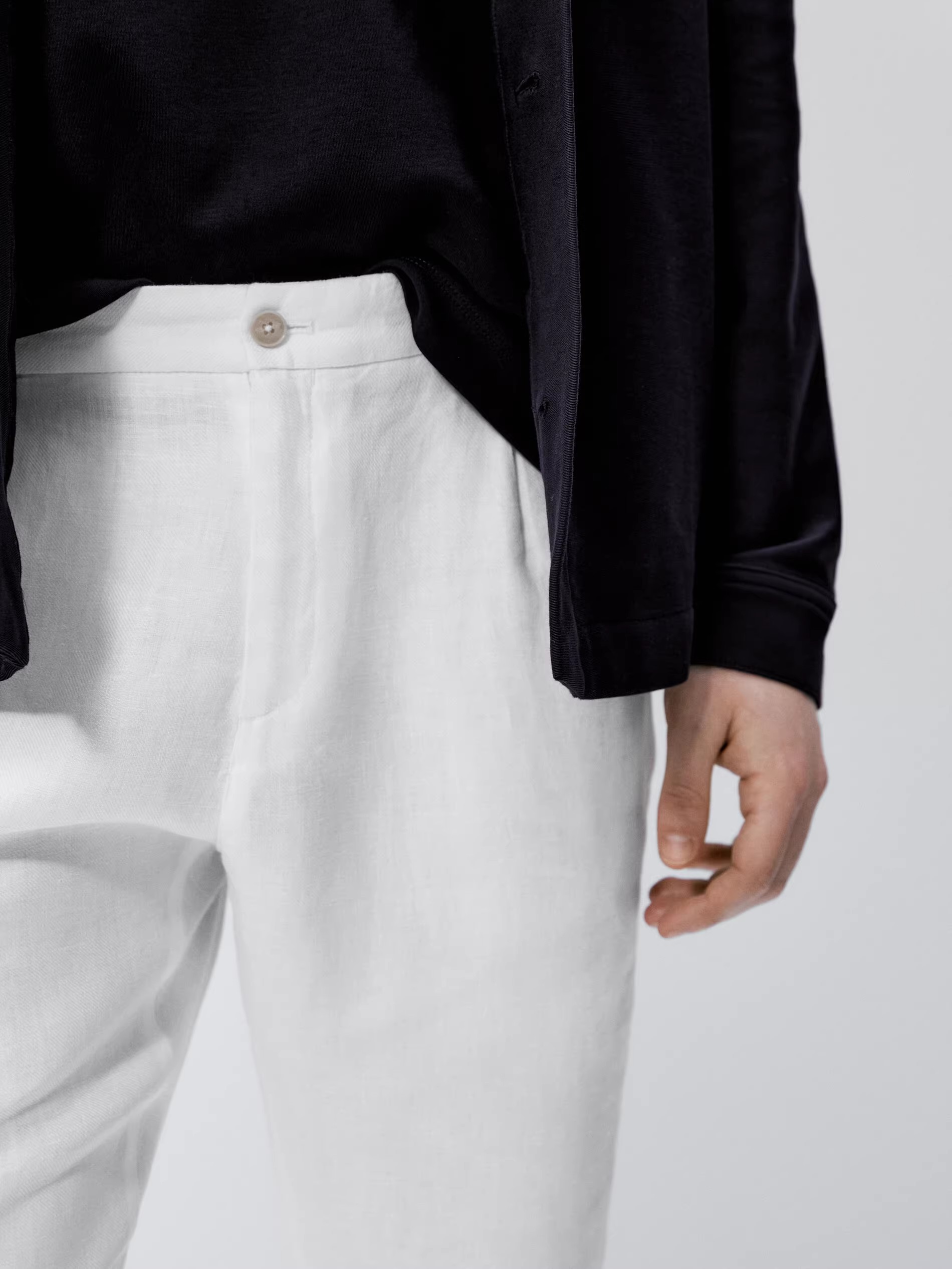 tapered linen trousers men's