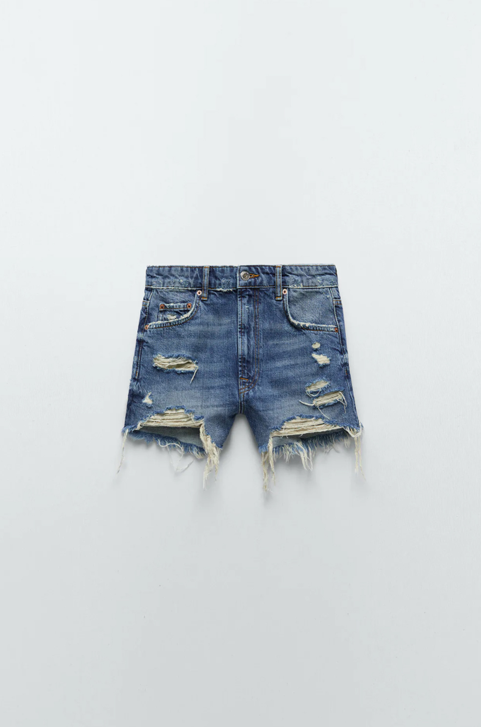 high rise denim shorts