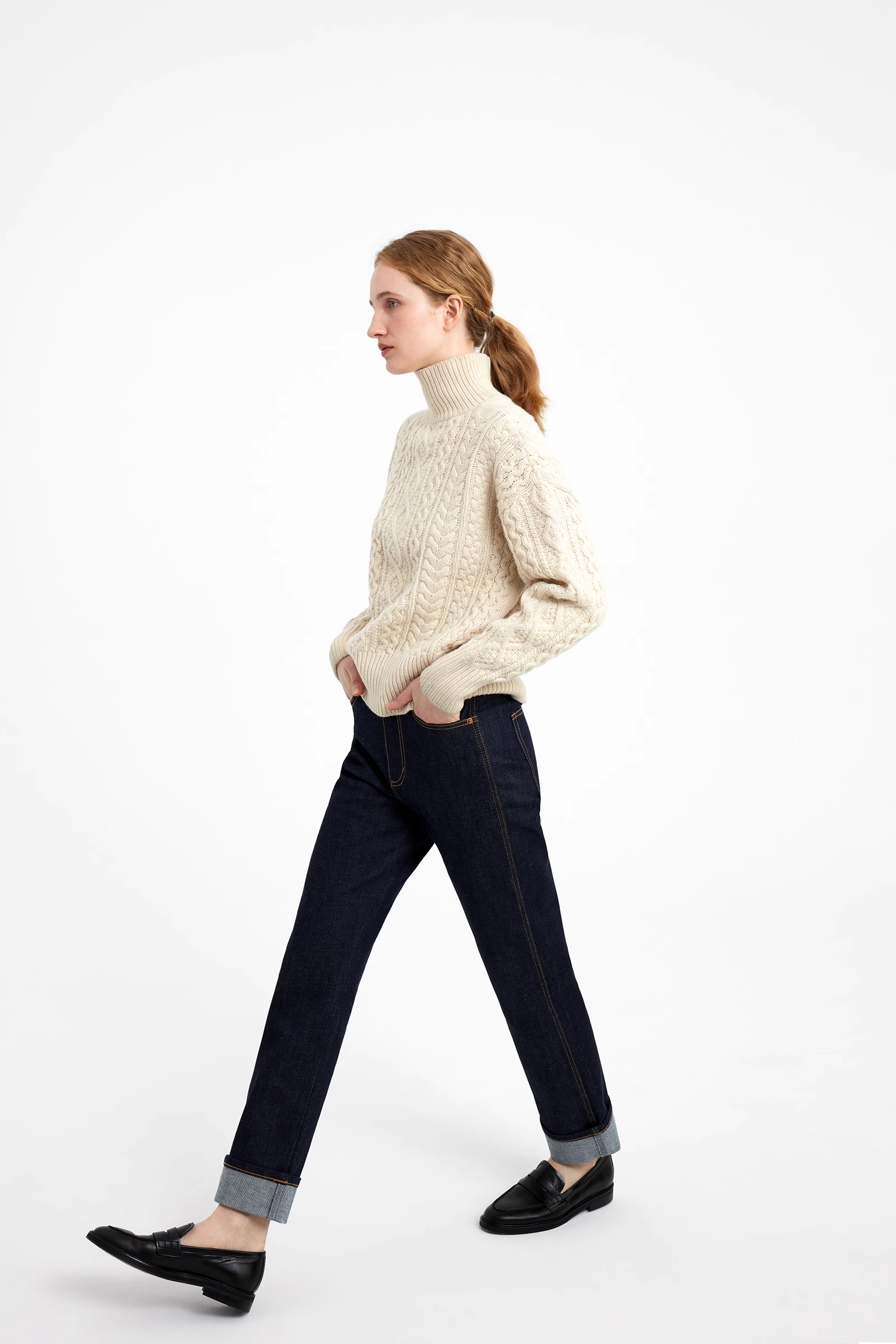 wide leg jeans cuffed