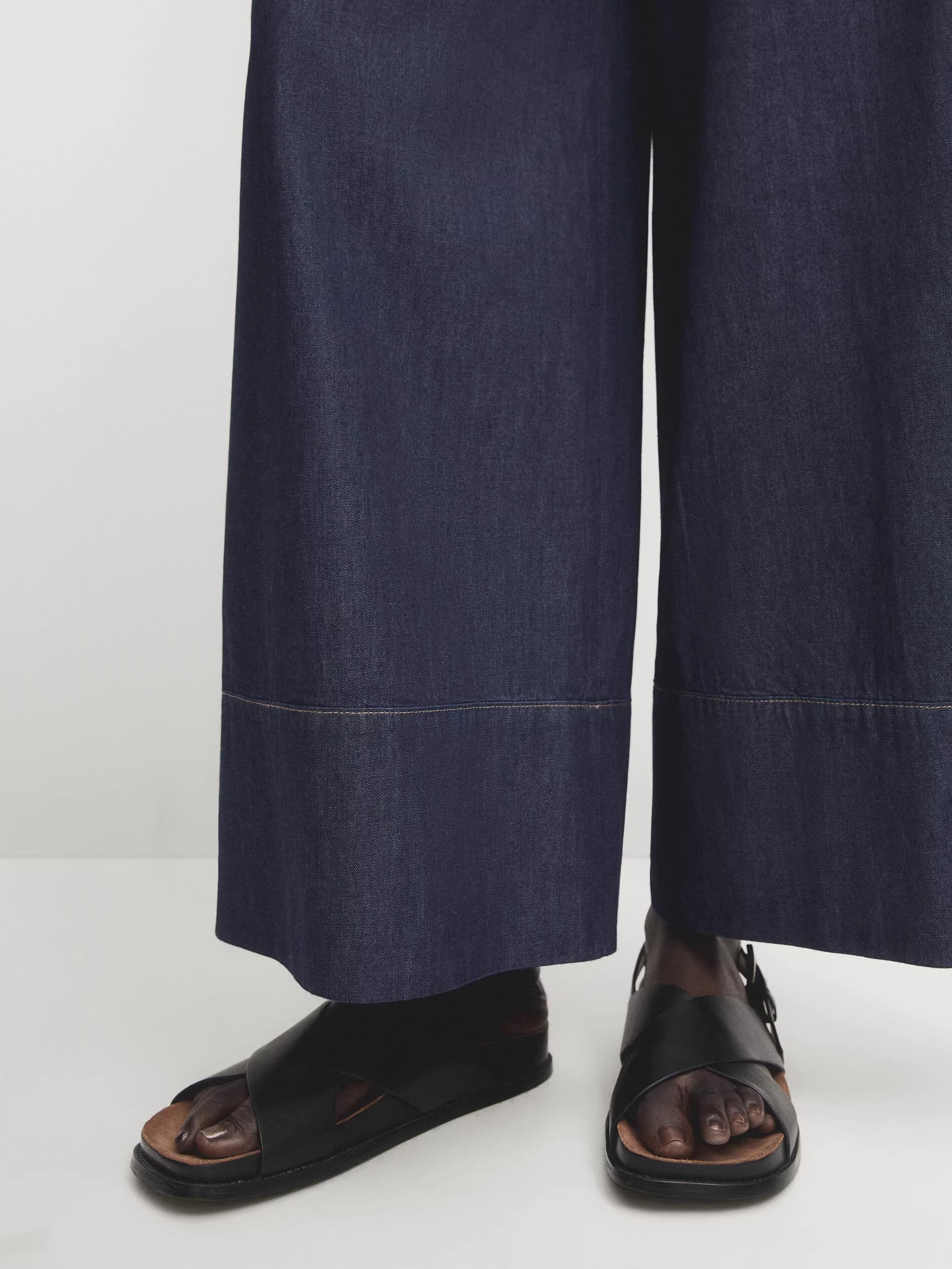 blue denim wide leg jeans
