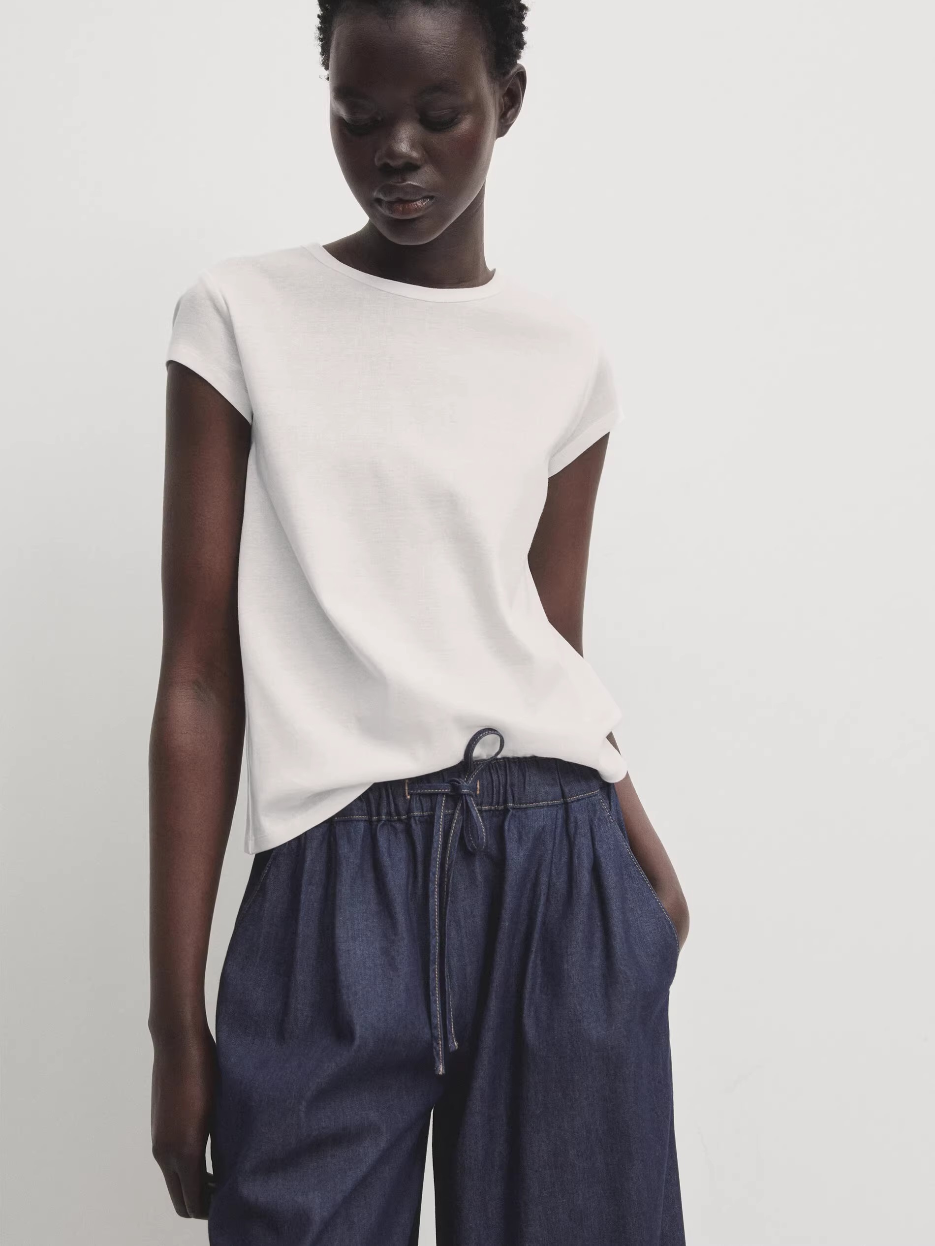 mid blue wide leg jeans