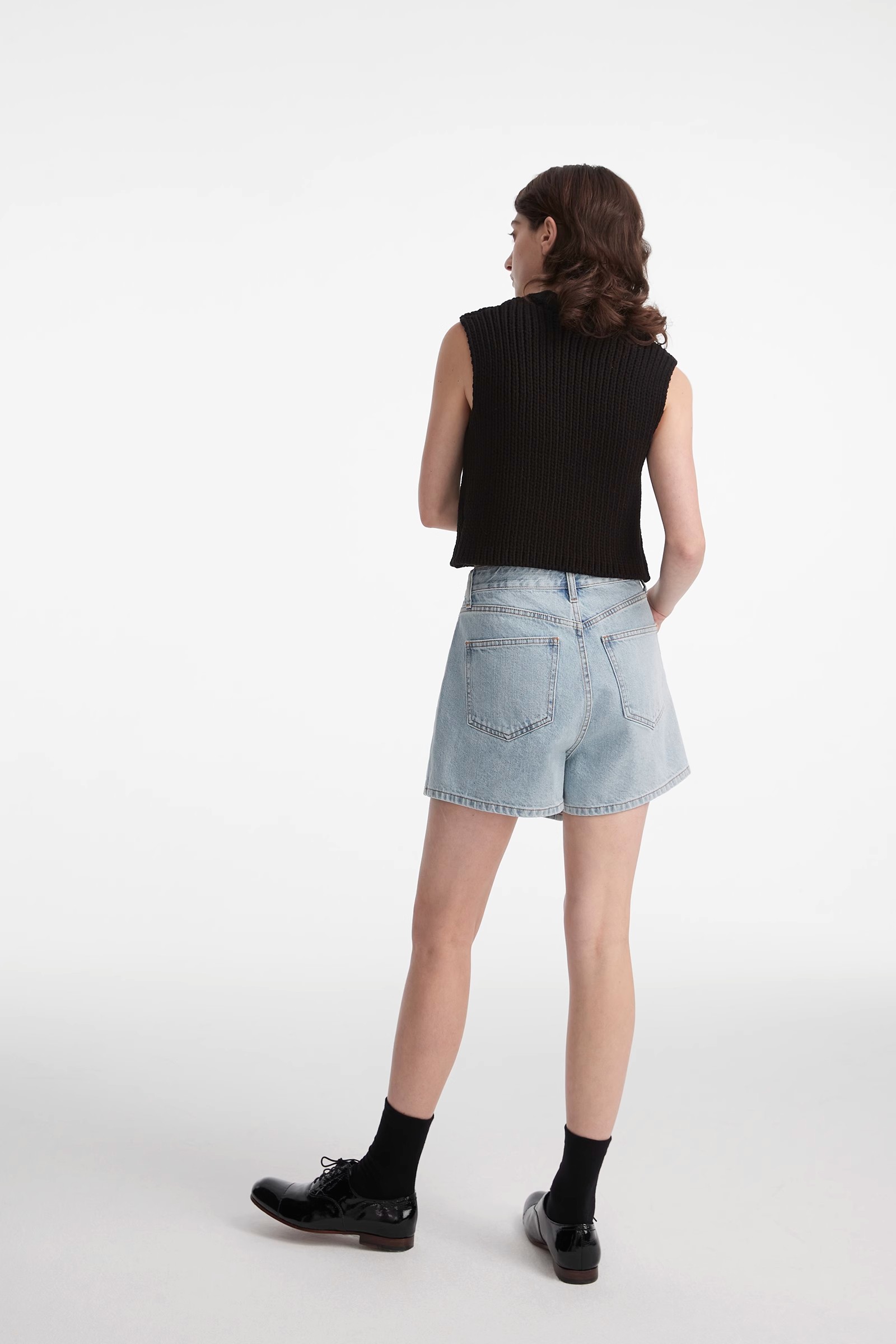 womens denim culotte shorts