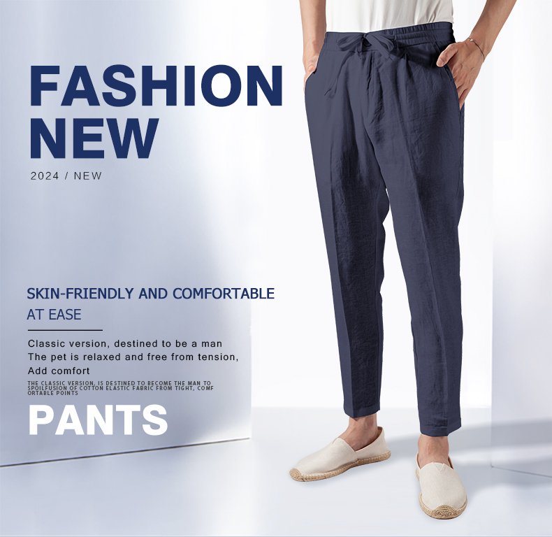 linen cropped pants men