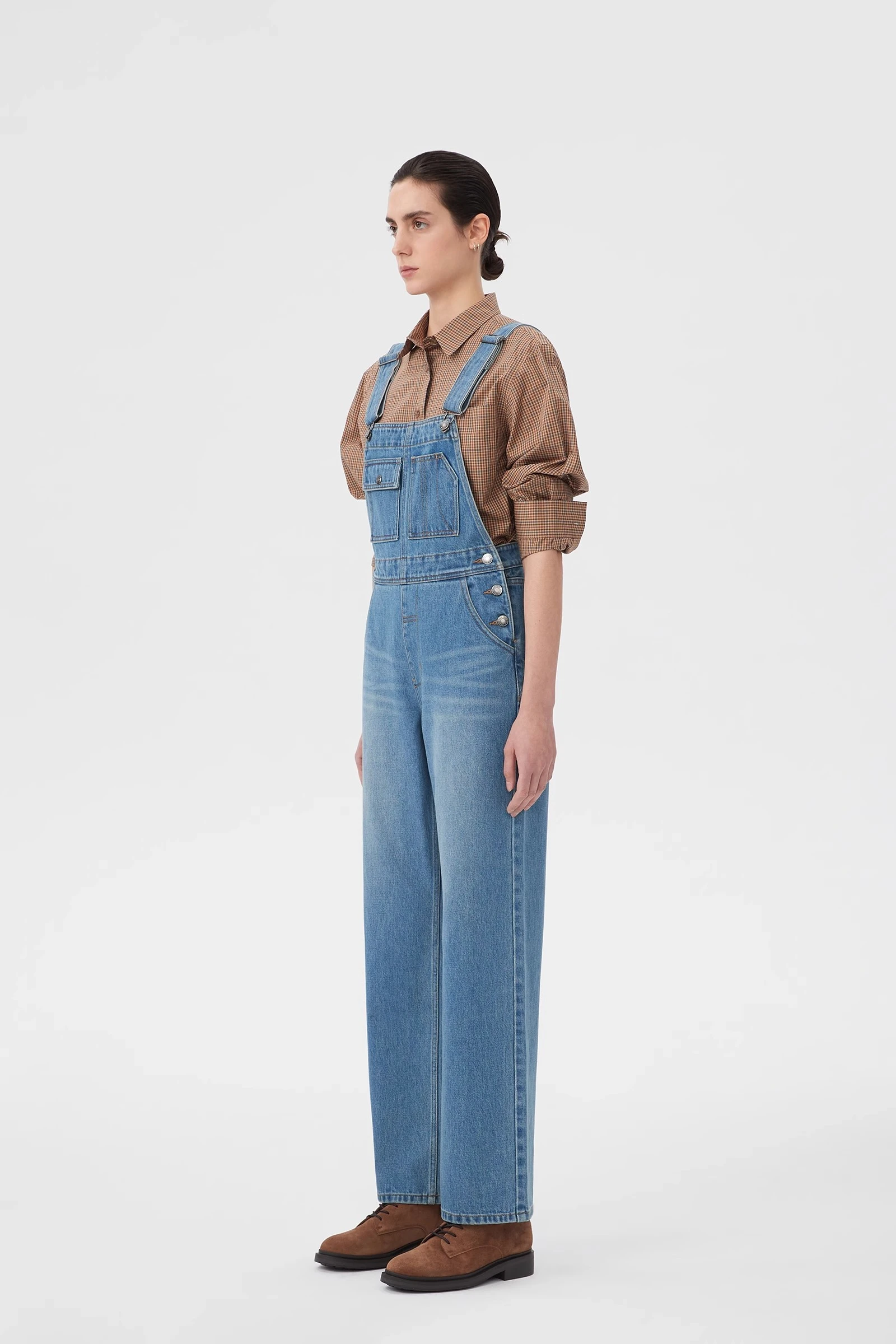 denim overalls straight leg