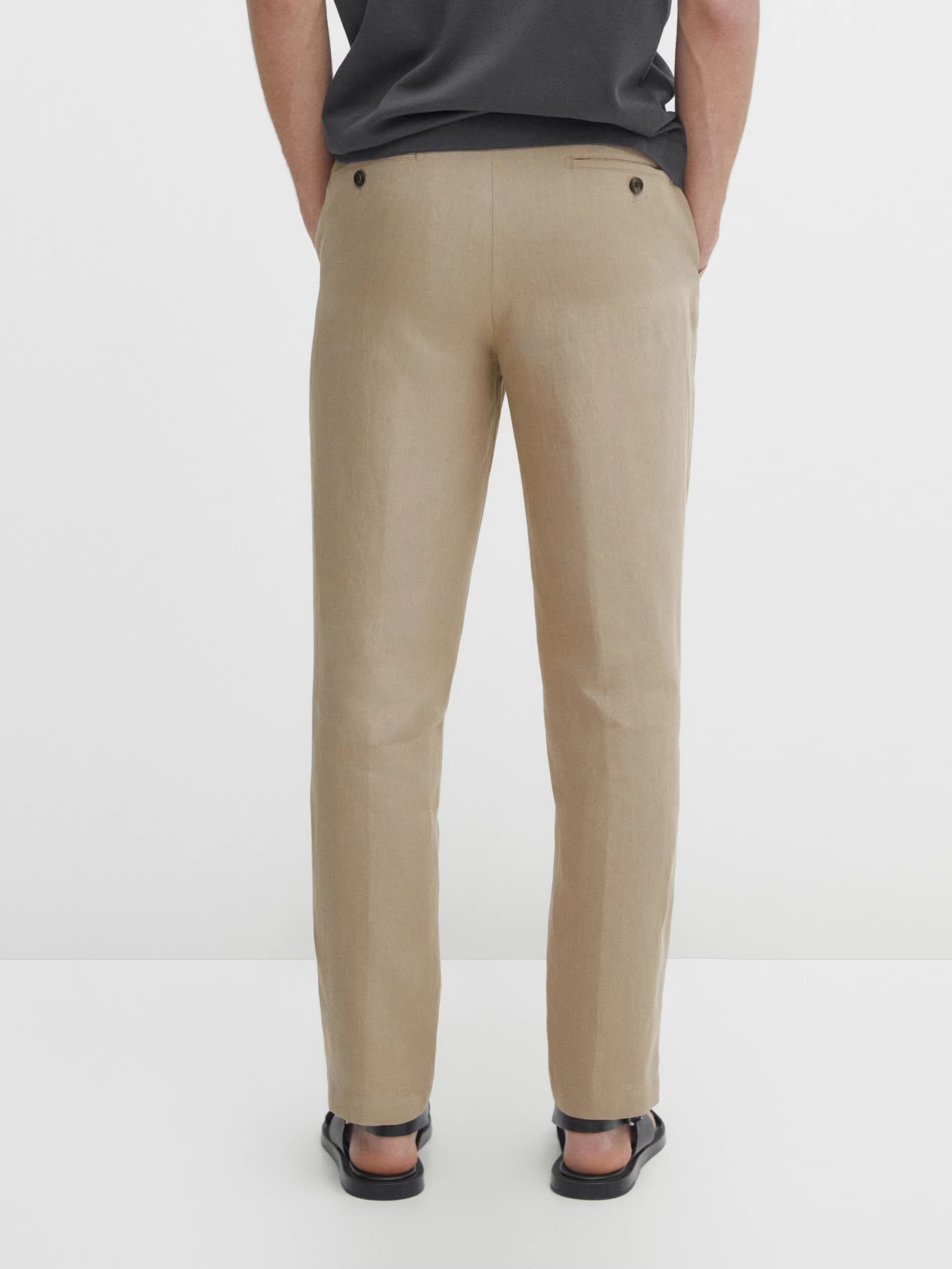 white linen straight leg pants