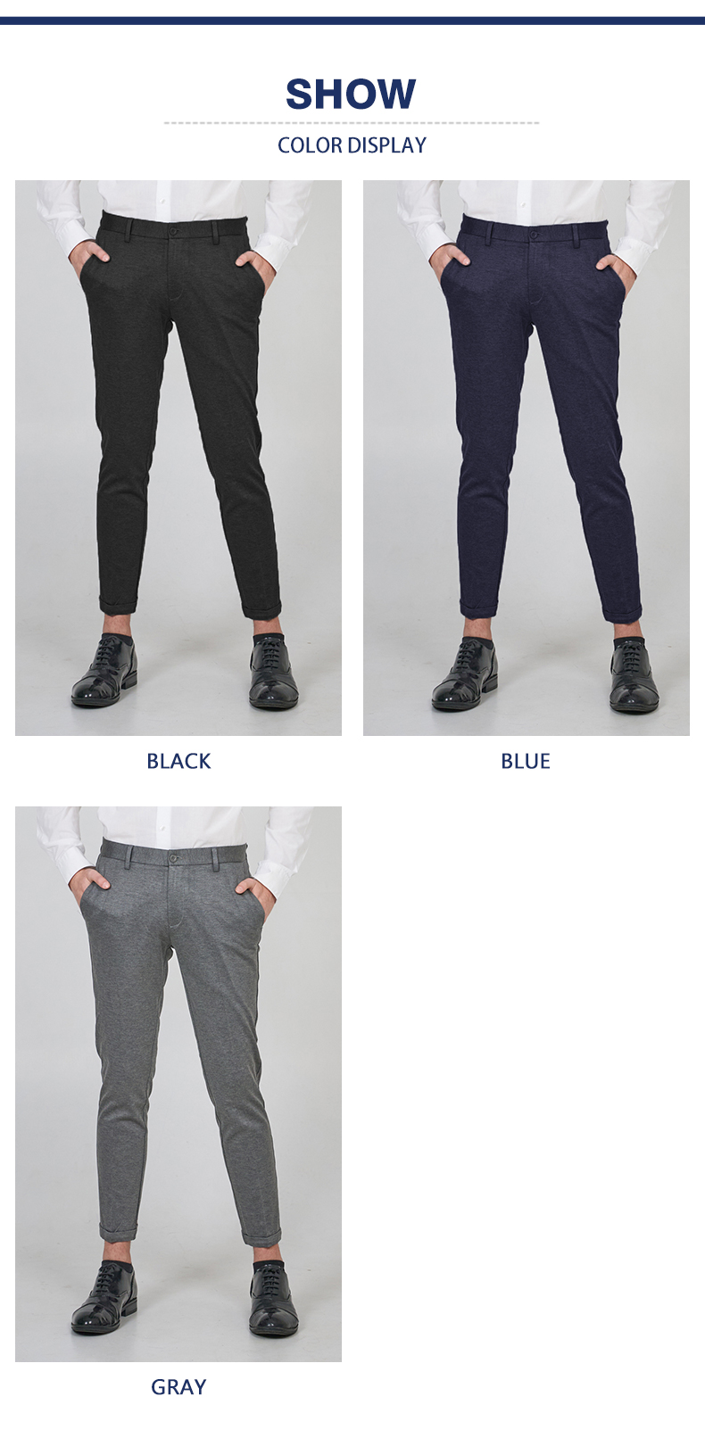 blue slim fit dress pants