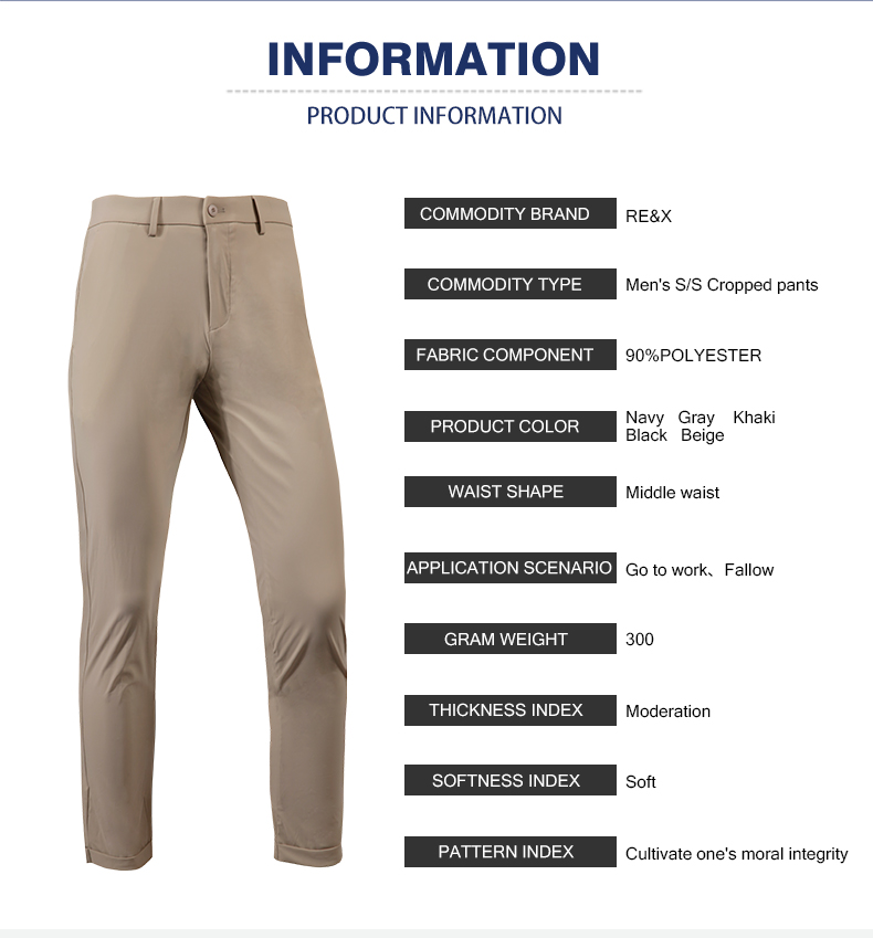 Men's S/S Warp-Knit Cropped Pants with Cuffed Hem