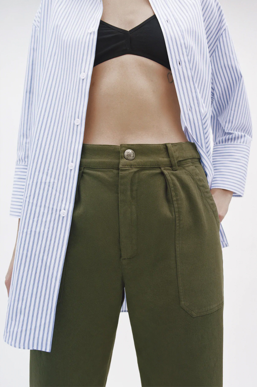 black cotton wide leg pants