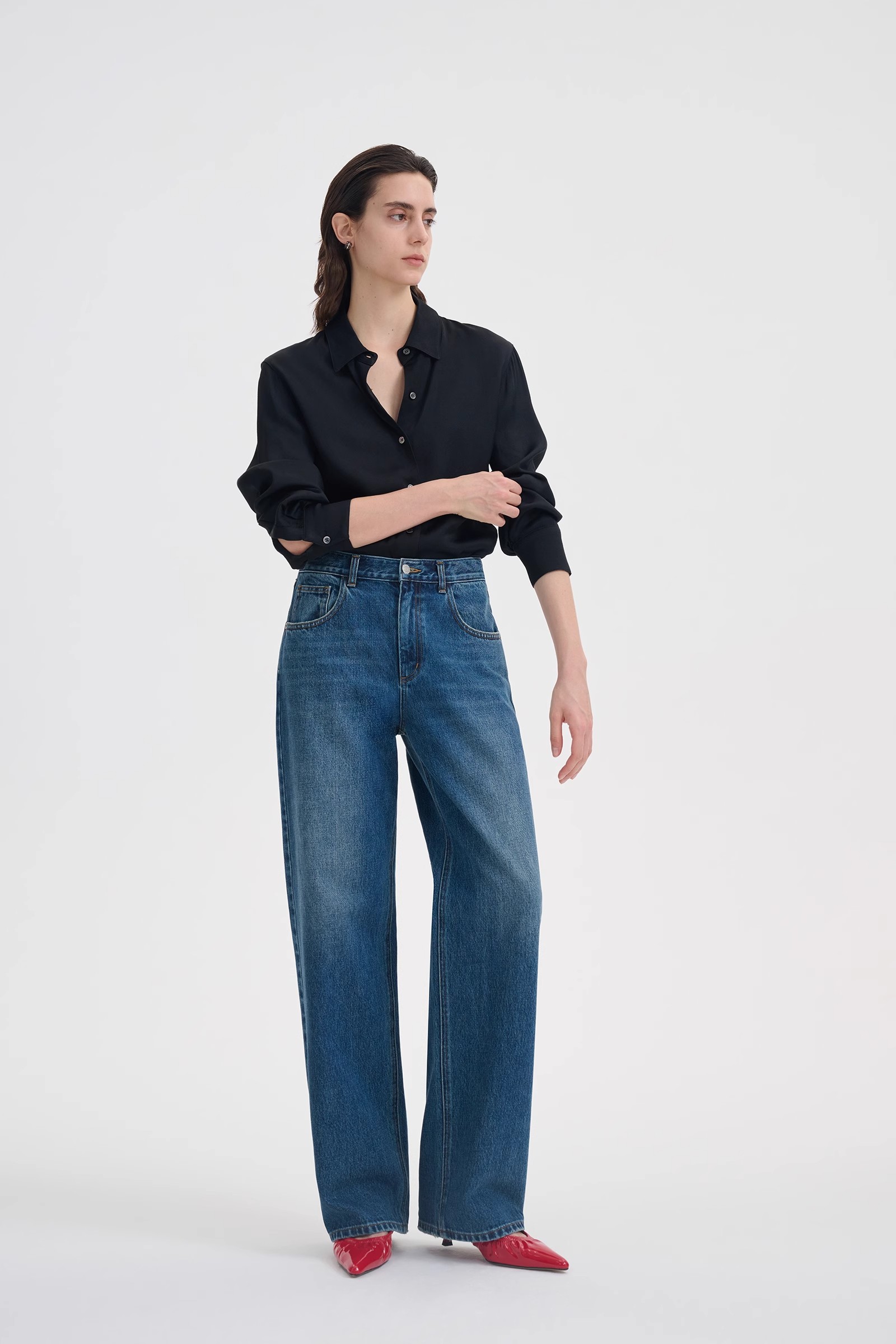 high waisted wide leg jeans