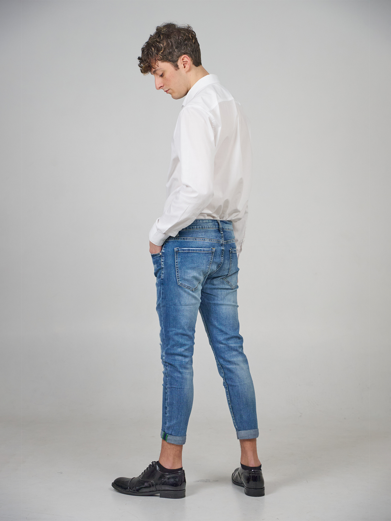 cuffed slim fit jeans