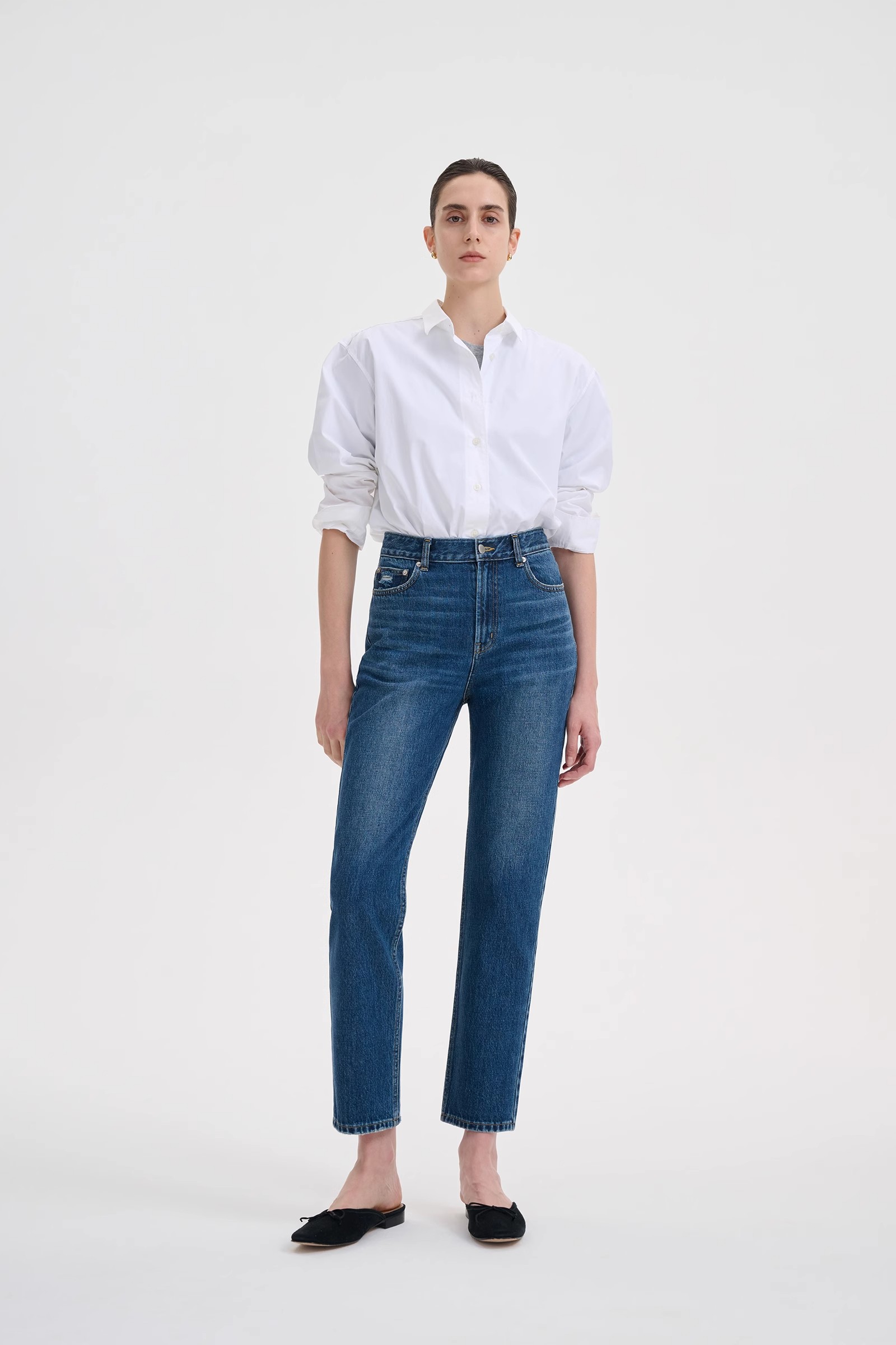 high rise straight crop jeans