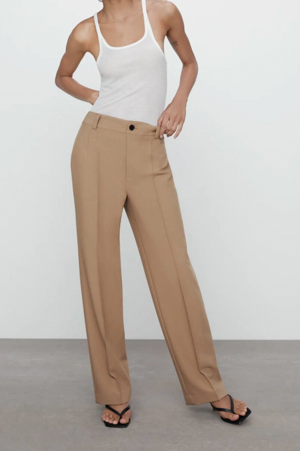 white straight leg trousers