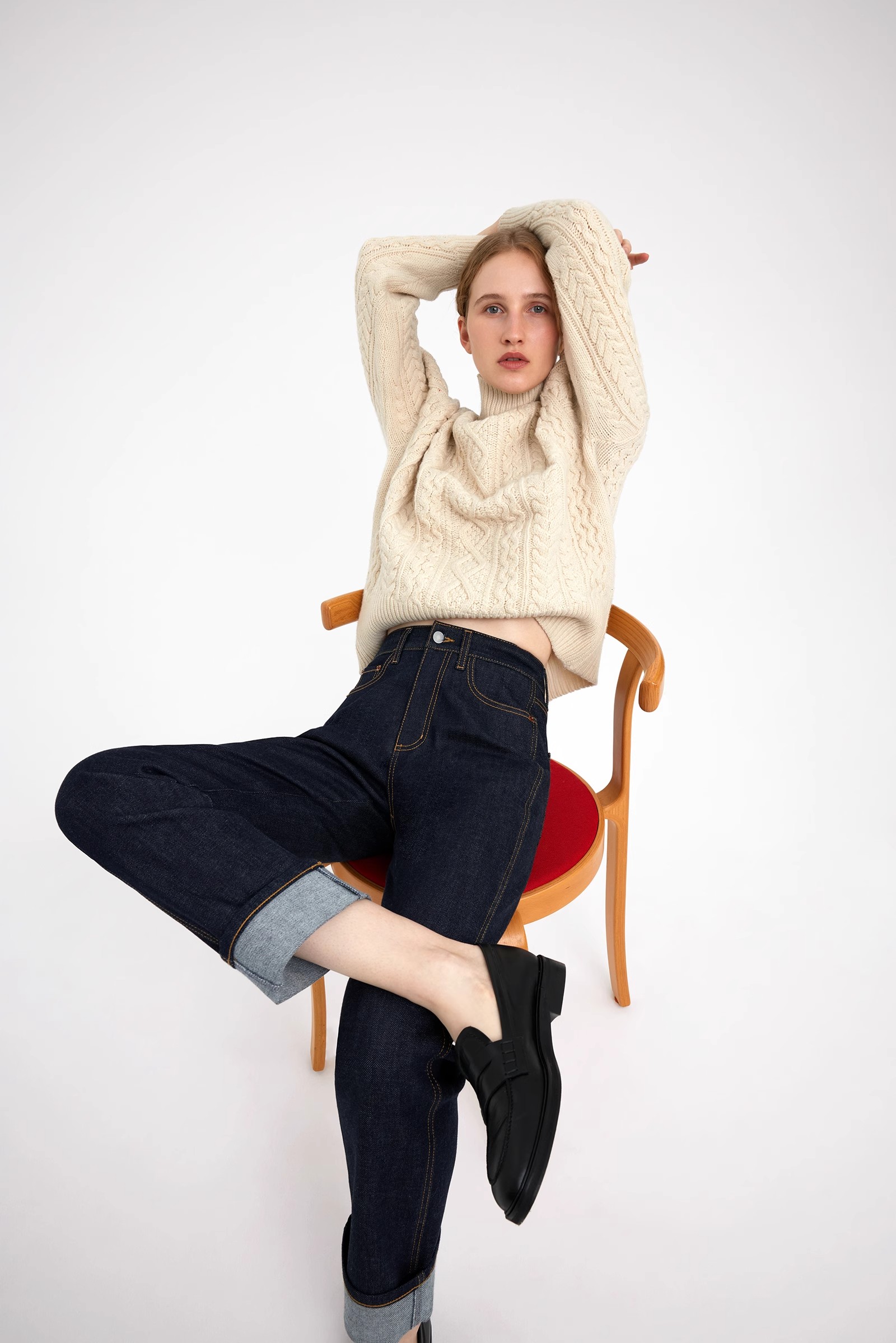 cuffed straight leg pants