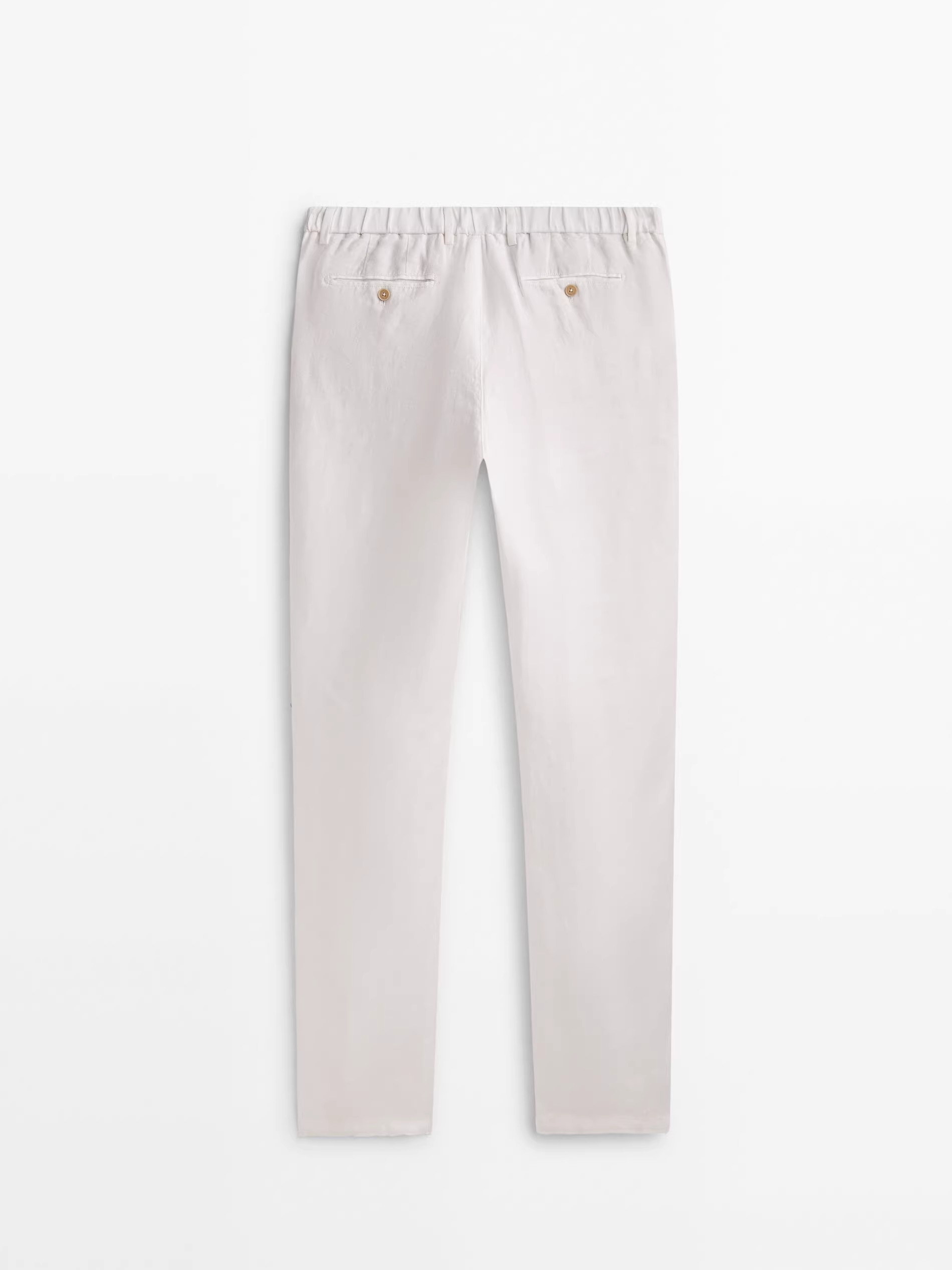 white linen tapered pants