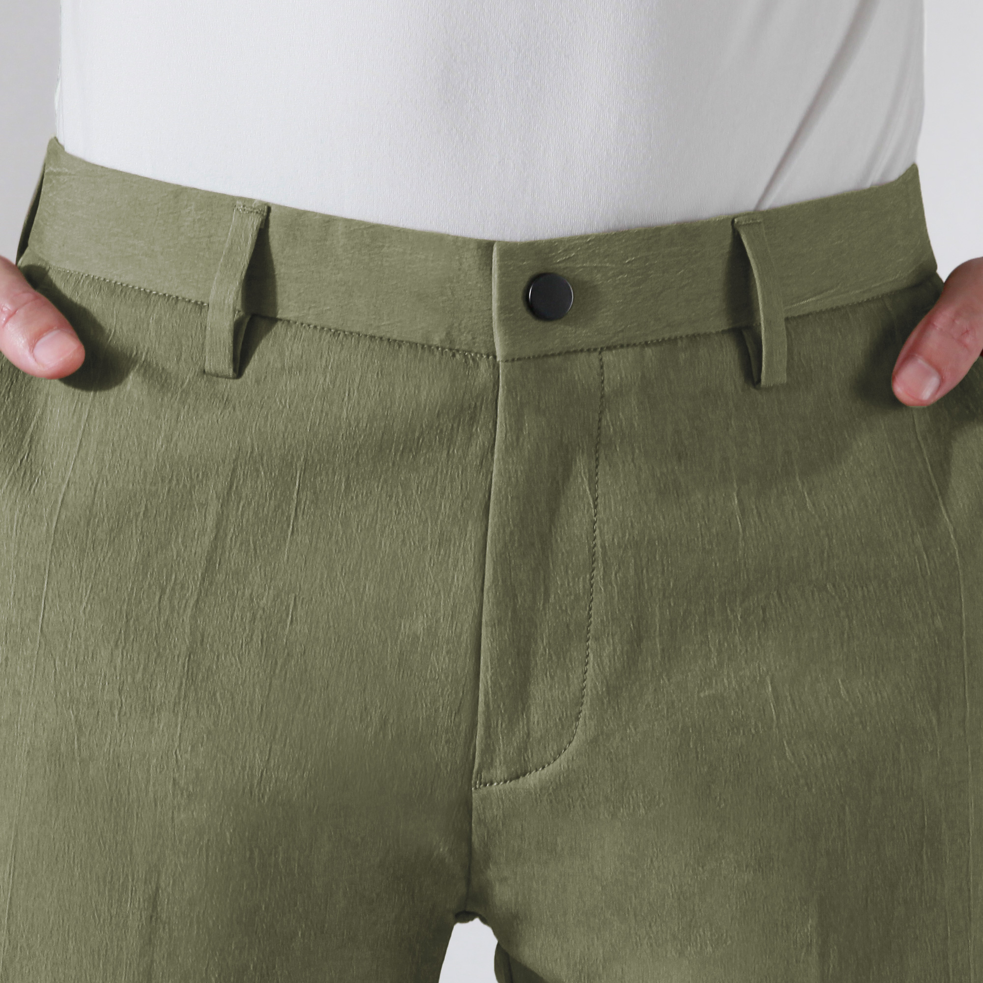 men's summer plain casual cotton and linen cropped trousers