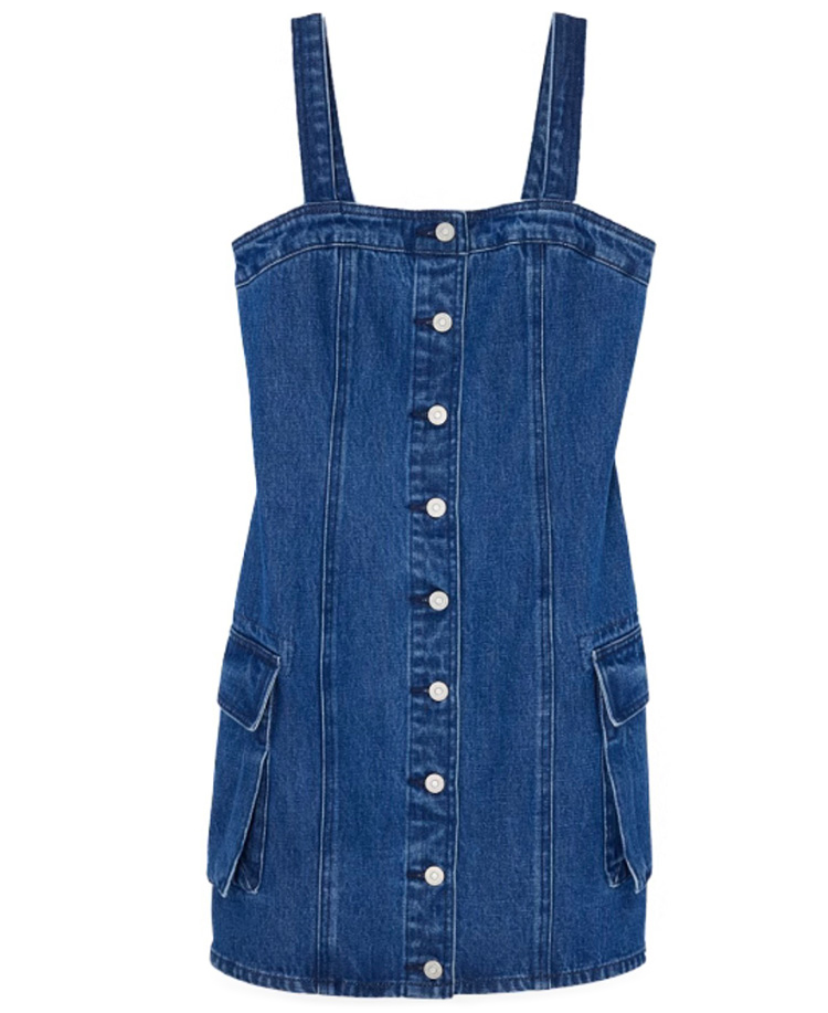 denim halter mini dress