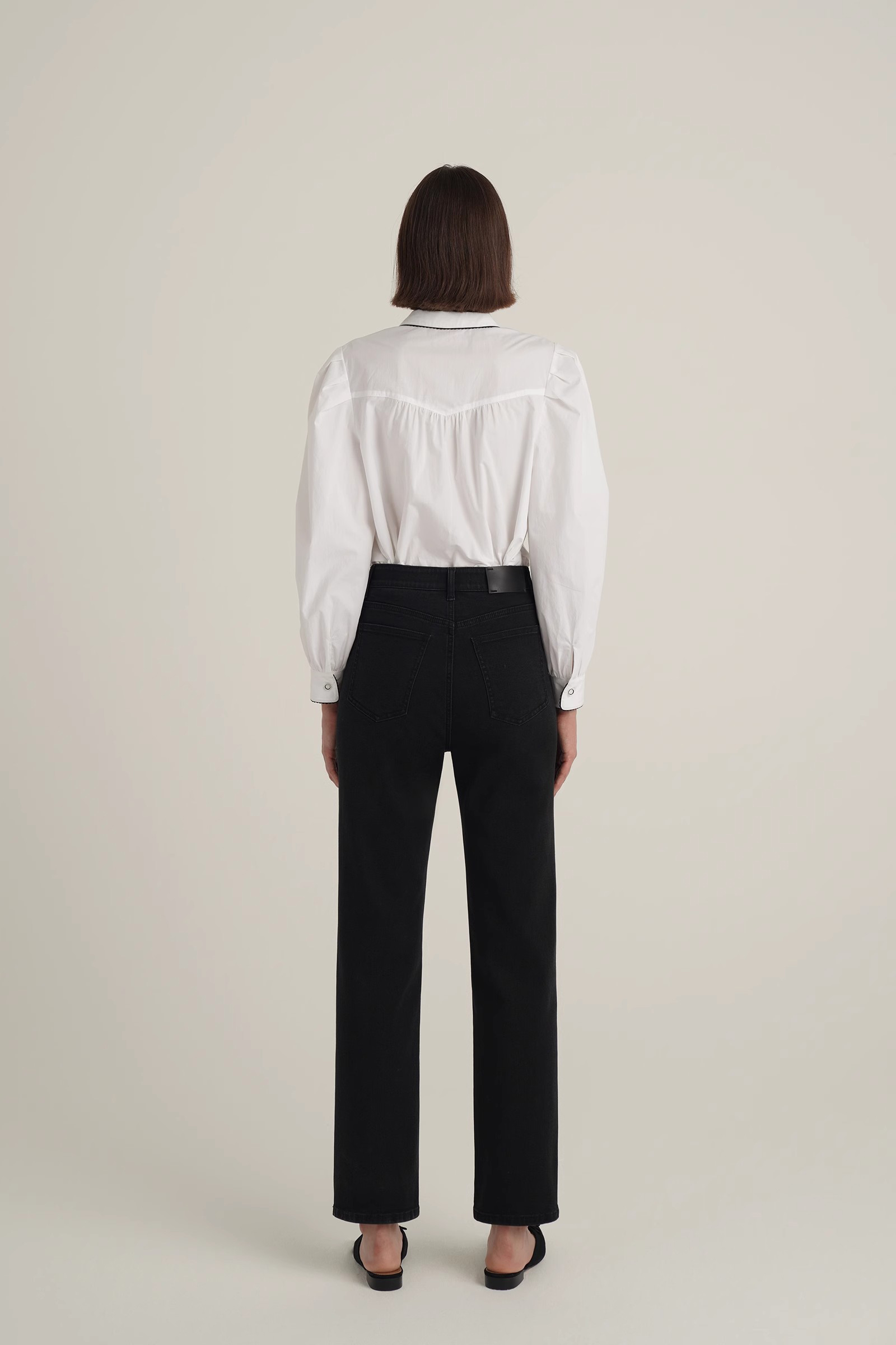 cropped high rise straight leg jeans