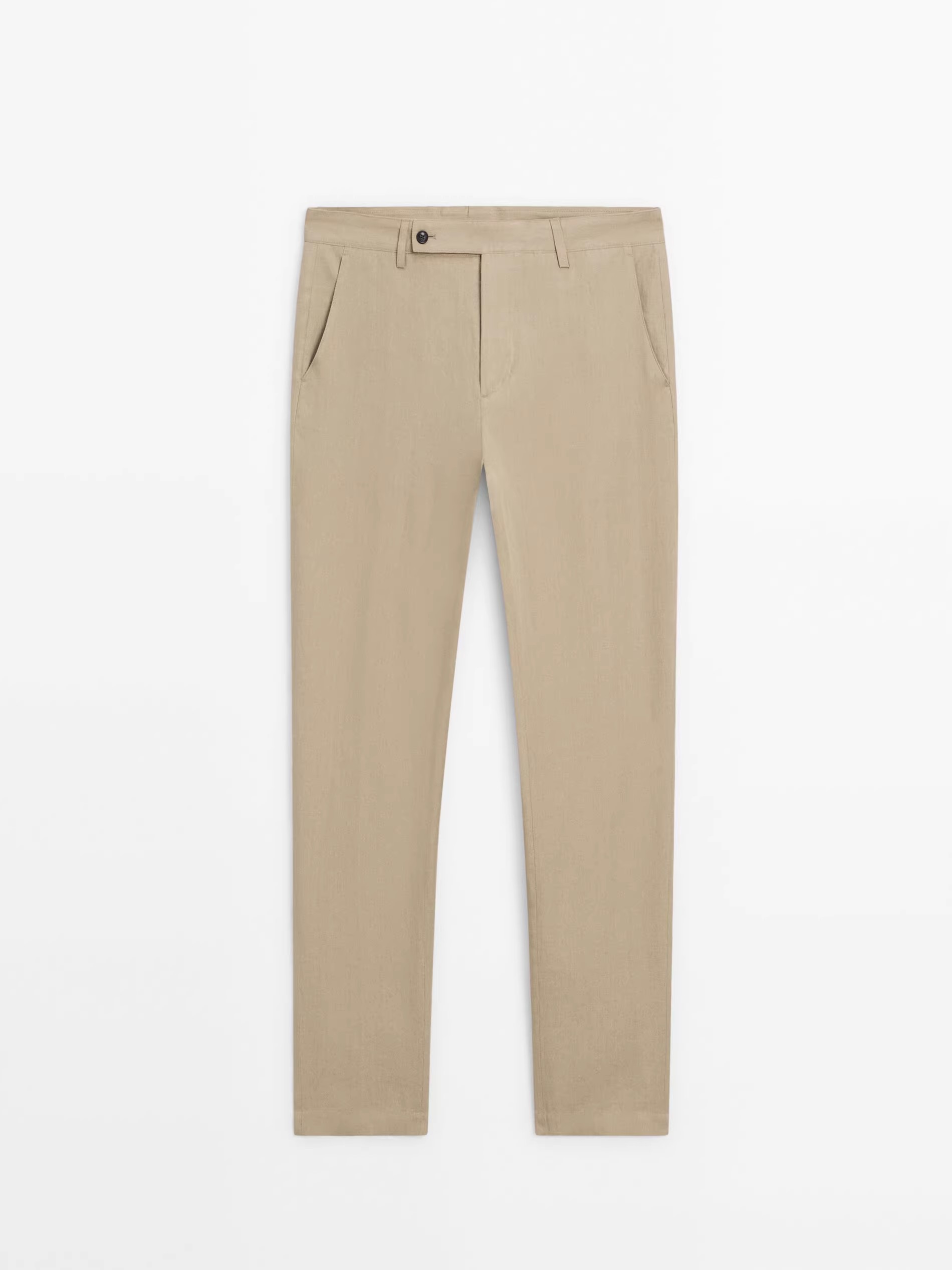 straight leg linen mix trousers