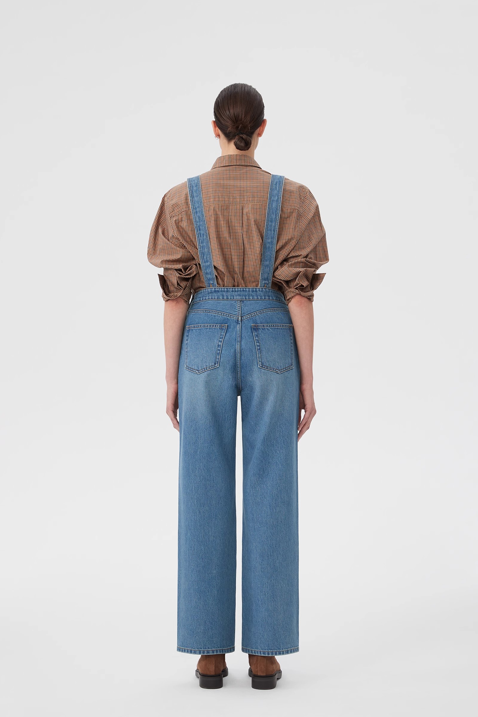 black straight leg overalls