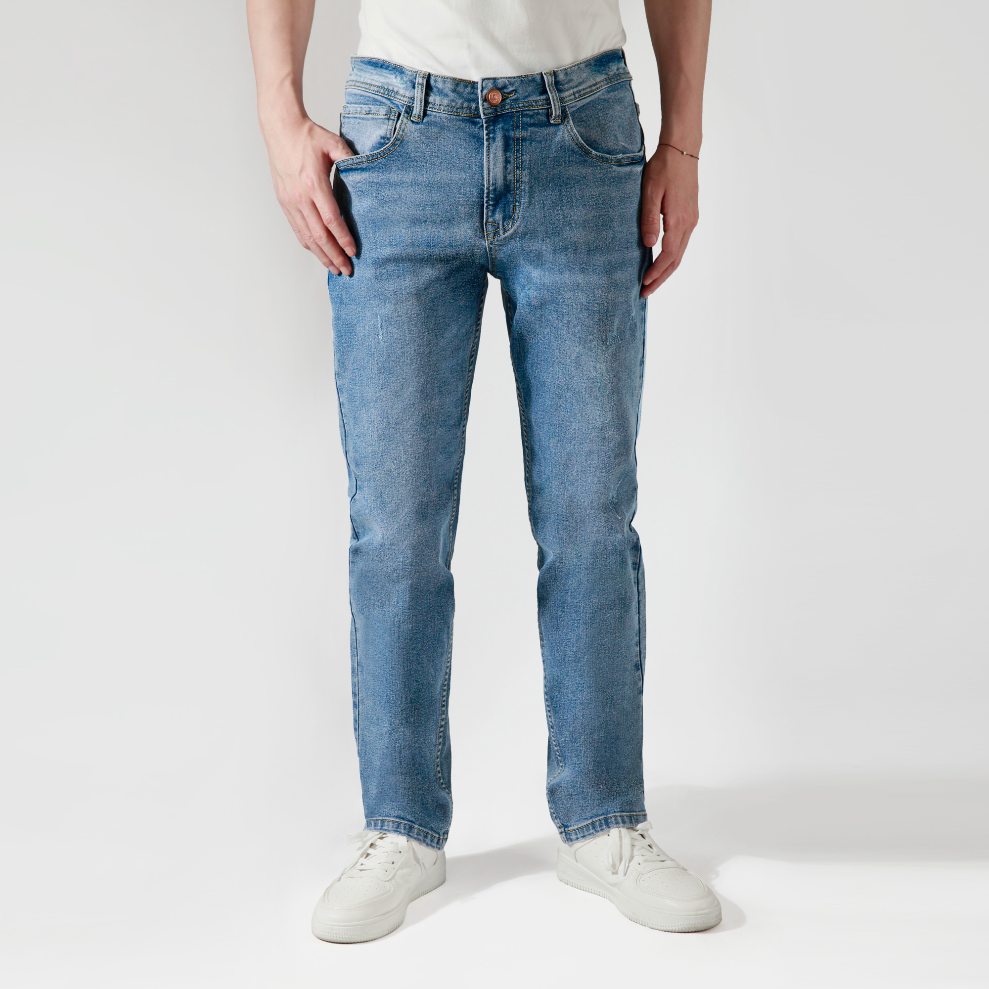 black tapered jeans