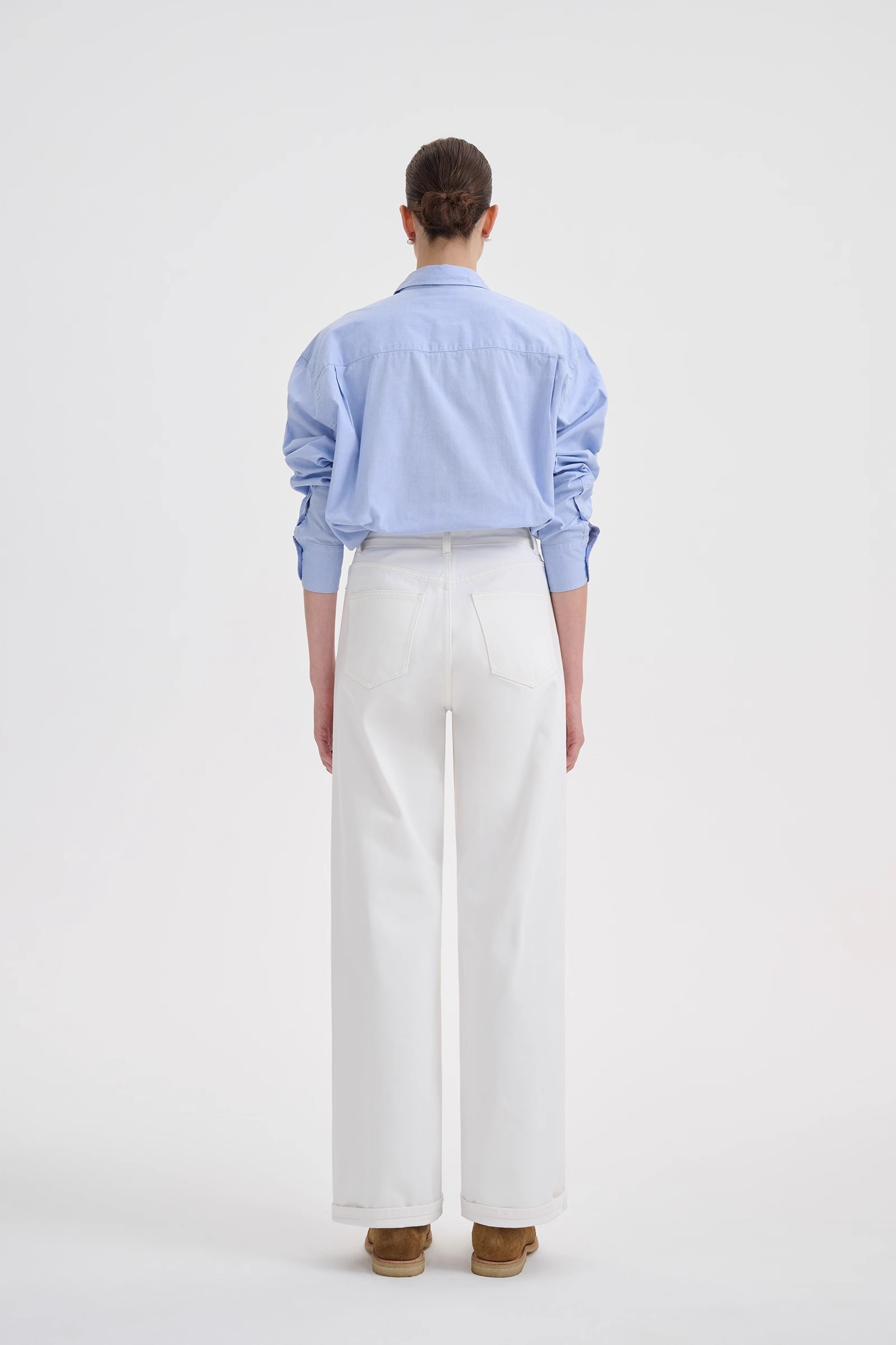 straight wide leg denim pants