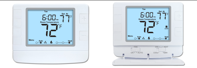 Our non-programmable thermostats feature high-contrast LCD screens, simple tactile buttons, and a 