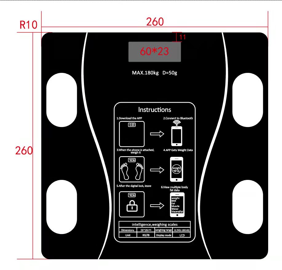 Smart Health Bluetooth APP Bathroom Scale