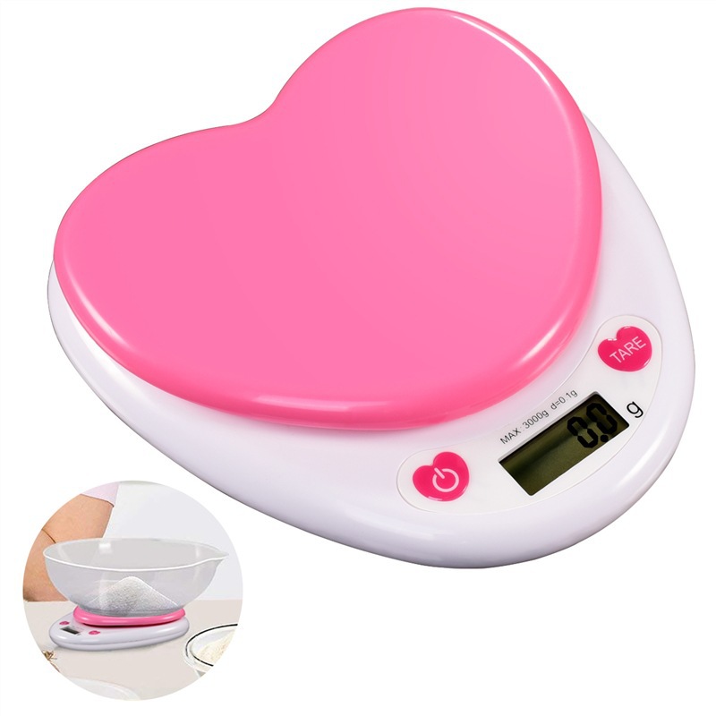 Pink Heart-Shaped Kitchen Weight Scale
