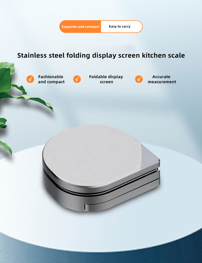 Folding Teardrop shaped stainless steel round countertop kitchen scale weighs food baking
