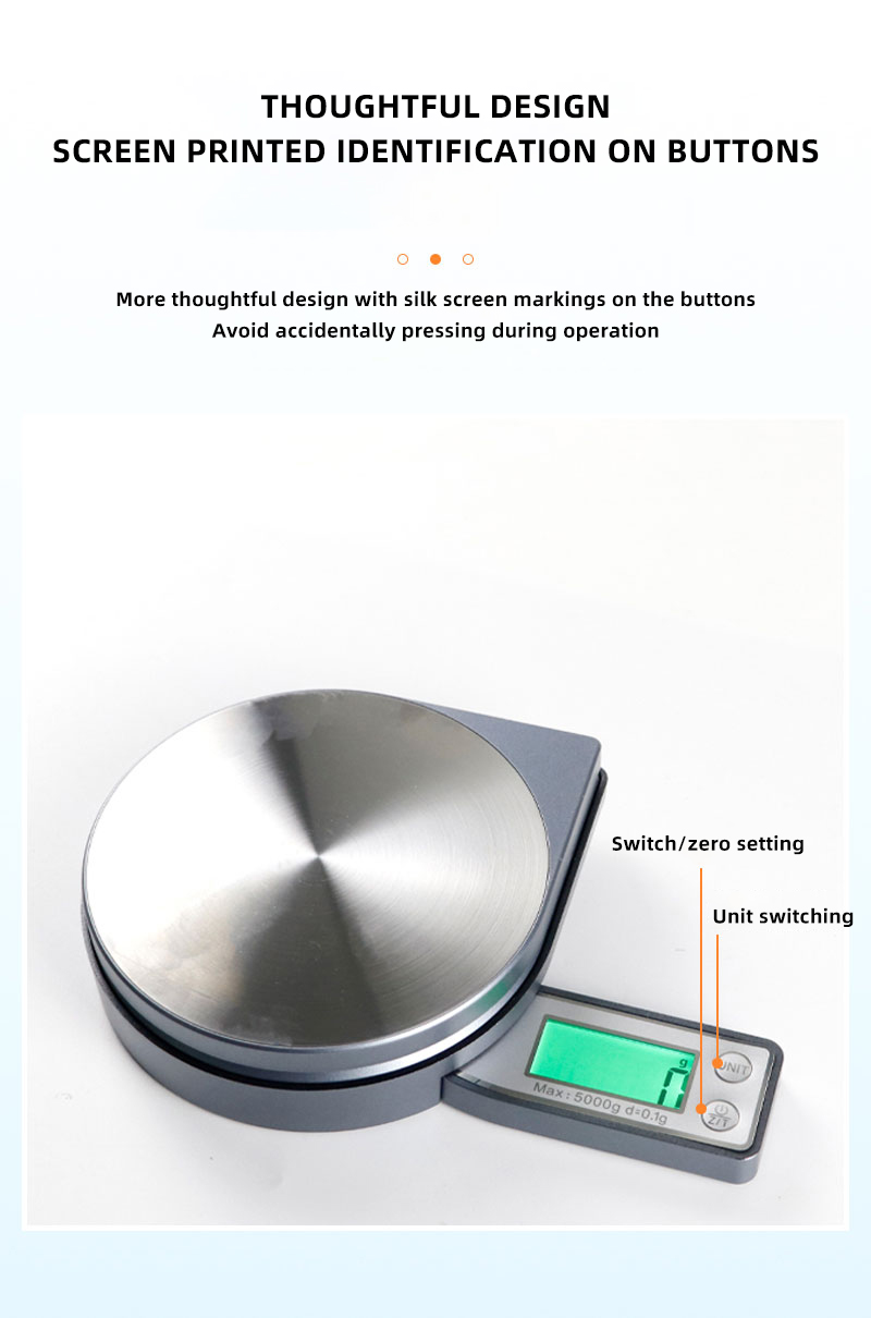 Folding Teardrop shaped stainless steel round countertop electronic kitchen scale