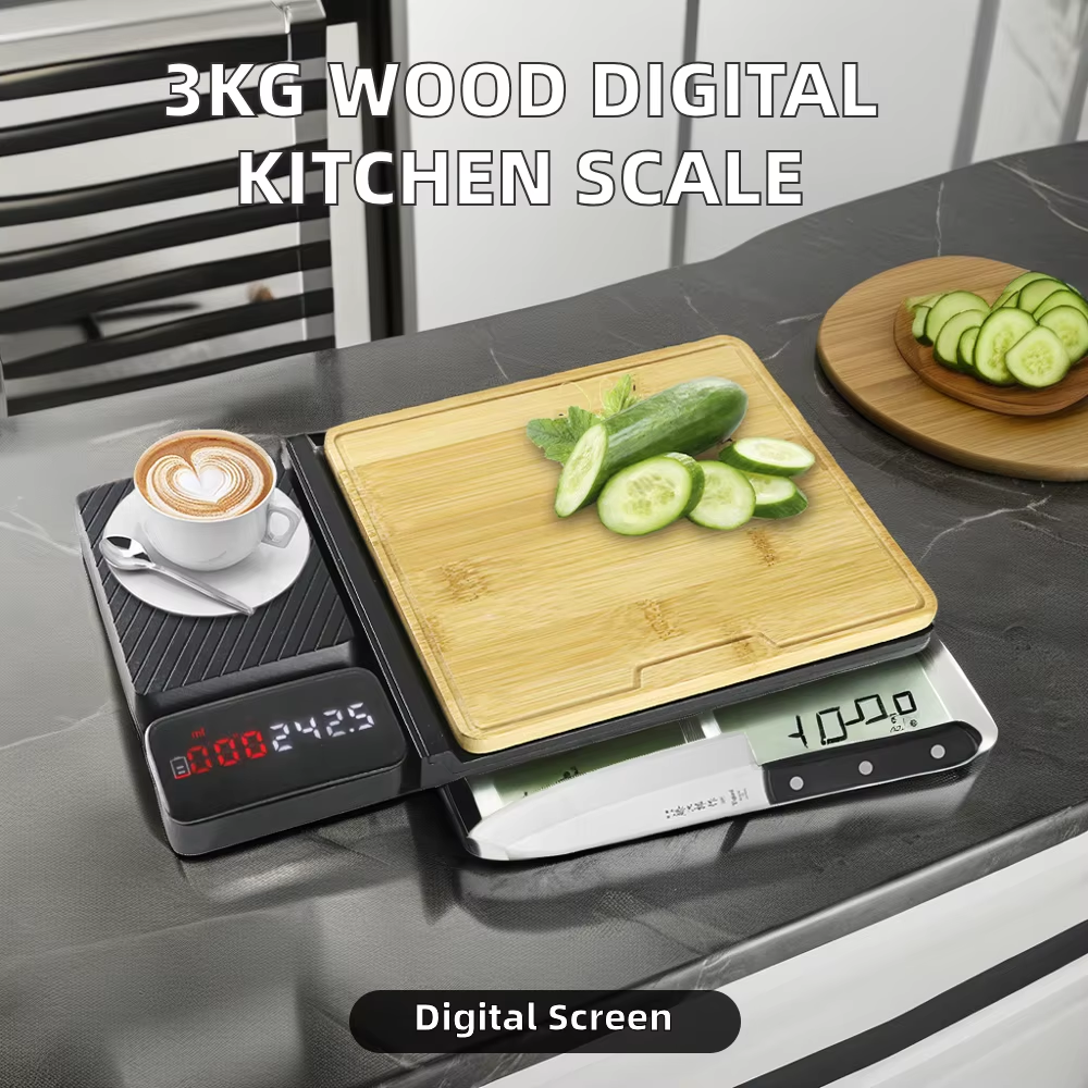 3kg Wood Digital Kitchen Scale