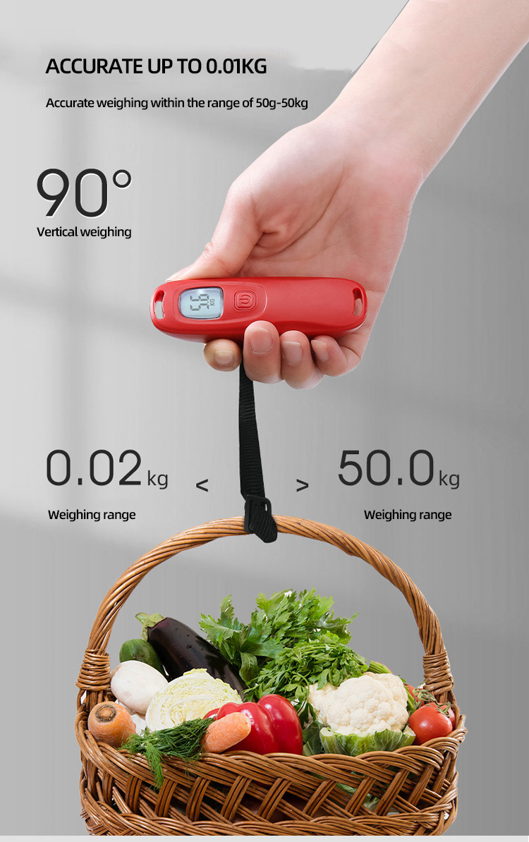 Red Black Grey Baggage Digital Hanging Travel Electronic 40kg Luggage Scale