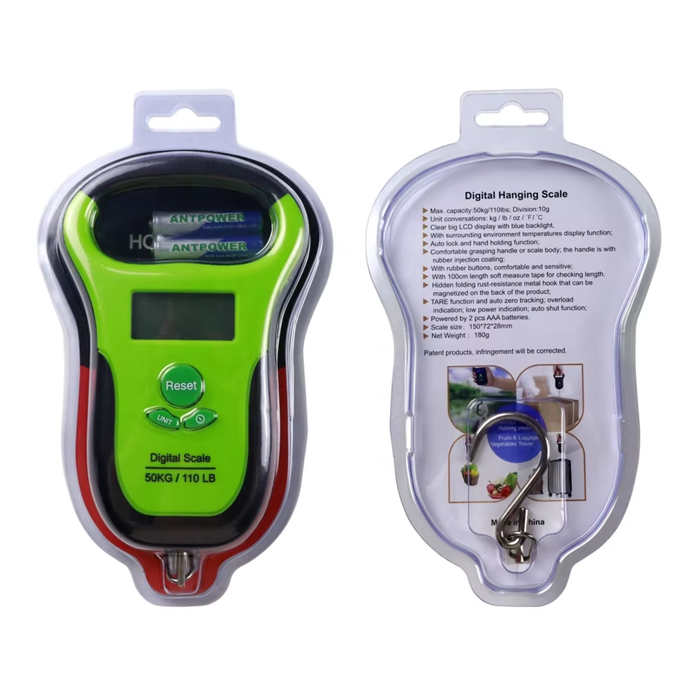 Green Fishing Scale with Built-in Measuring Tape