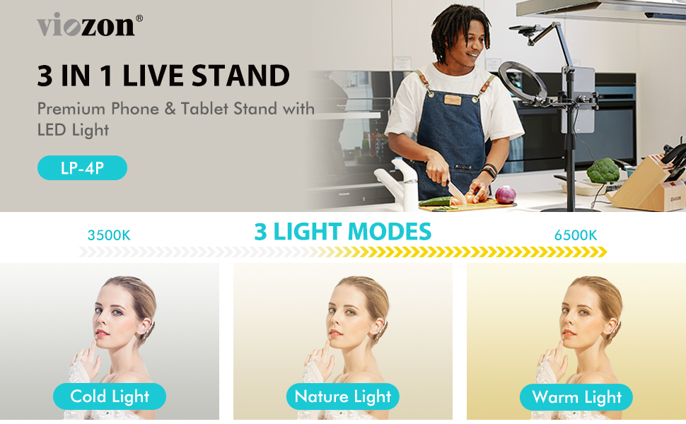 viozon 3-in-1 selfie desktop live stand