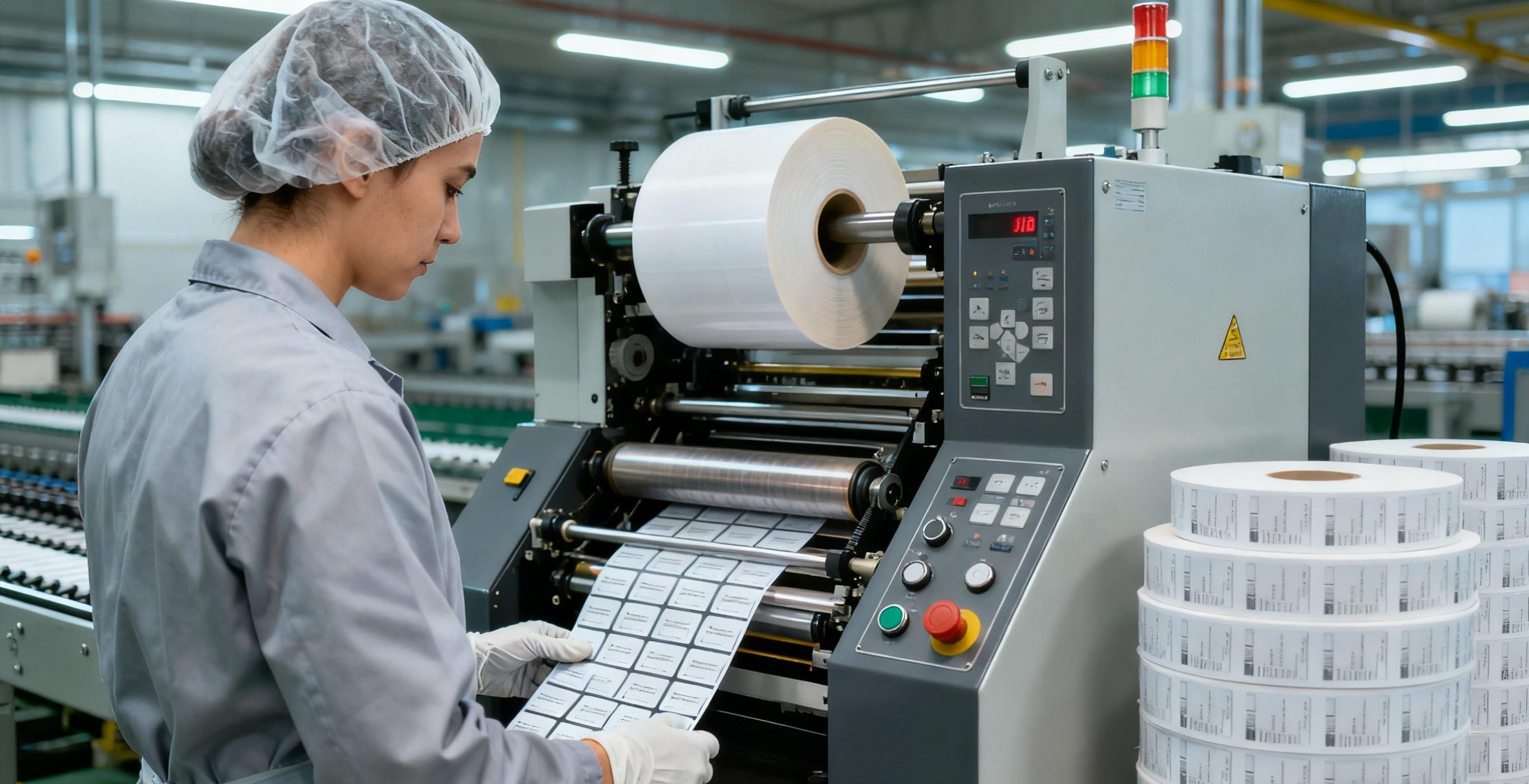 technician adjusting settings on industrial heat transfer machine
