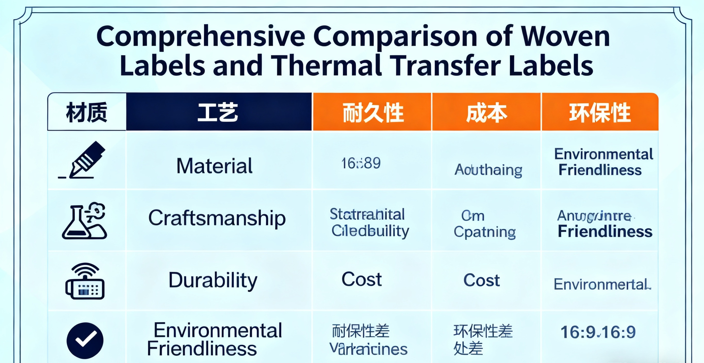 label comparison chart: woven vs heat transfer