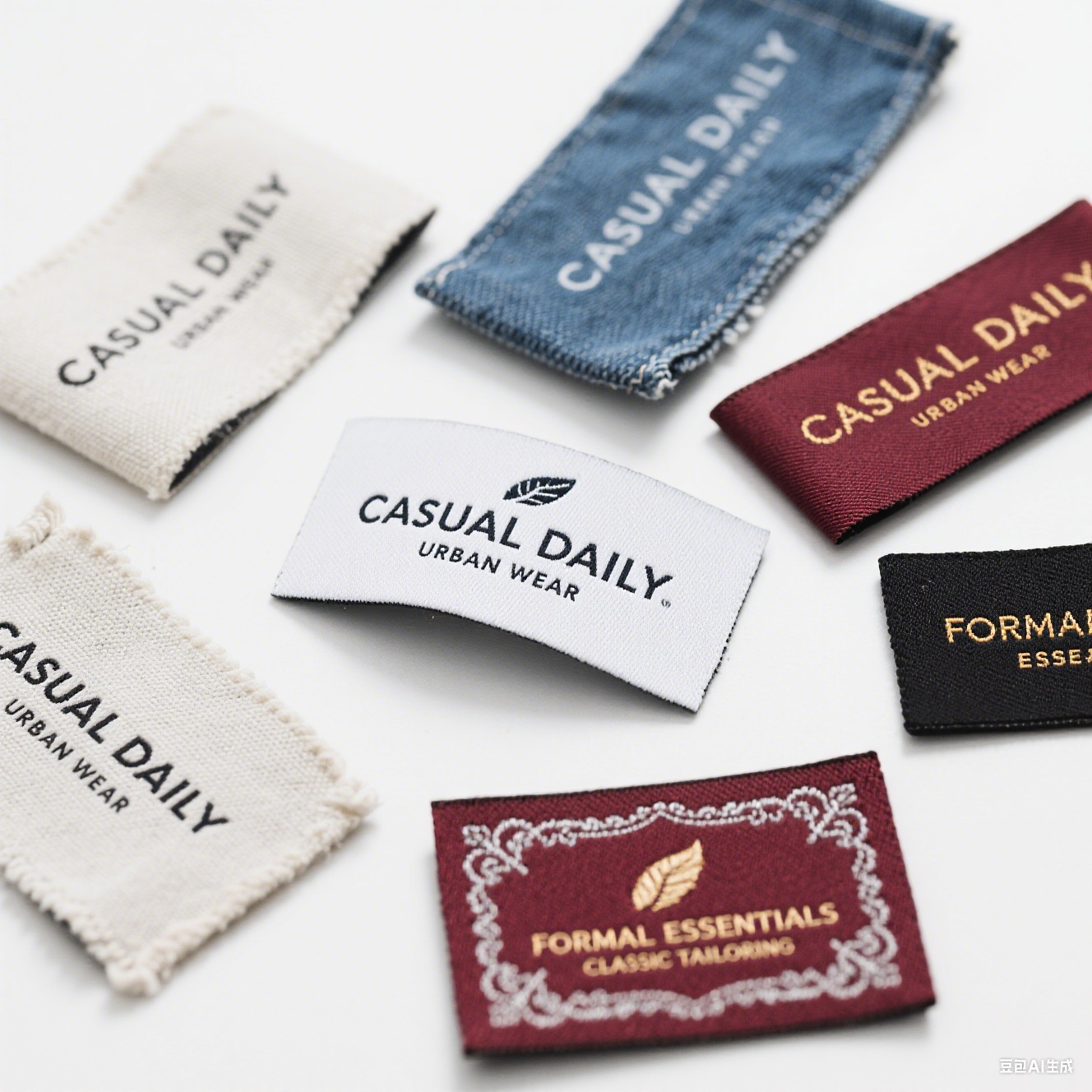 Hand-sewn stitched label on a handmade cotton shirt