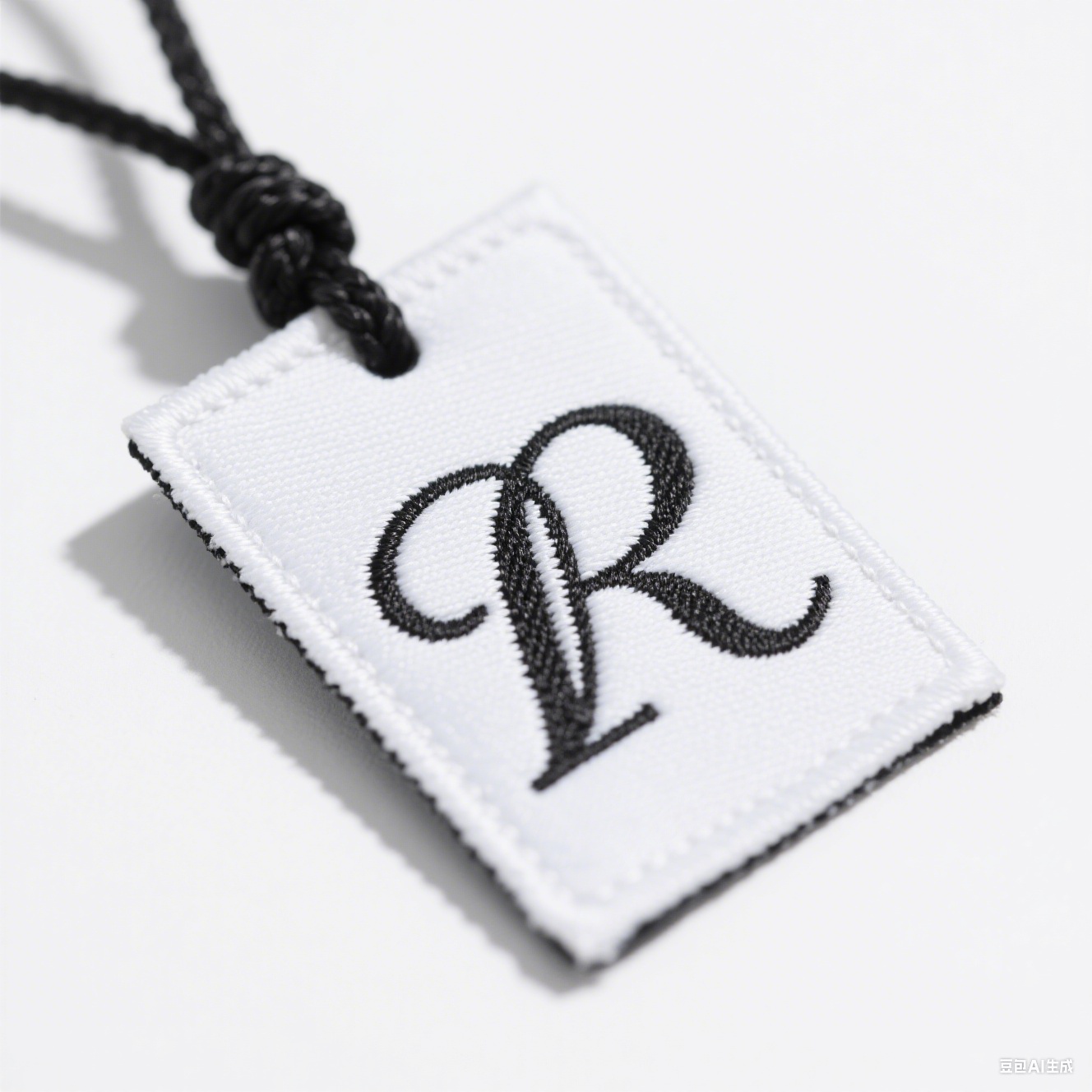 Close-up of luxury personalized woven clothing labels.