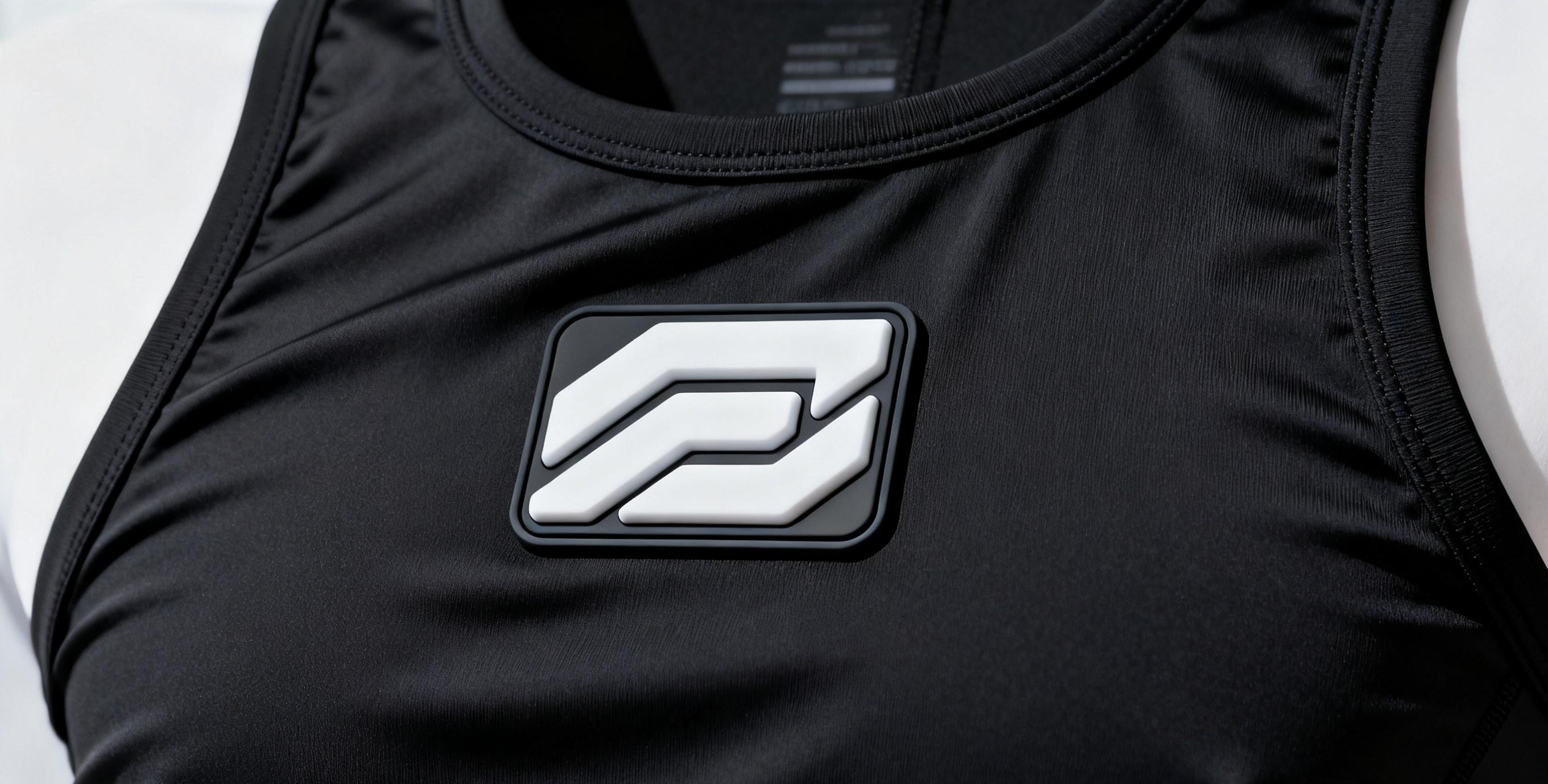 Heat transfer logo 3D labels on stretch sportswear