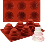 Homesun 6 Chamber 3 Layer Cake Silicone Baking Pan - Cake Mould Pudding Biscuit Baking Pan Non Stick Homemade Baking