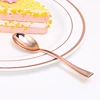 24pcs Rose Gold Plastic Tasting Fork 4 Inch Mini Spoon For Dessert Cake Pudding Ice Cream