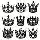 Decorative Cake Accessories Crystal Queen King Crowns Round Mini Crown Bridal Tiaras Black Rhinestone Crown Baroque Vintage Crystal Queen King Crowns