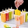 Wholesale DIY Homemade Popsicles Molds Sets Silicone 4 Cavities Plastic Ice Pop Makers Reusable Ice Cube Cream Mold