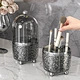 360 Rotating Makeup Brush Organizer Rotatable Makeup Brush Organizer Holder With Lid Luxury 360 Rotating Clear Dustproof Makeup Brushes Container With Lid Desktop Bathroom Cosmetic Storage For Female