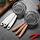 Stainless Steel Strainers Spoon Mini Filter Colander Oil Juicer Filter Mesh Strainer for Cooking and Frying With Wooden Handle