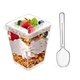 150ml Square Disposable for Ice Cream Yogurt Jelly Pudding Container Plastic Cup Small Clear PS Mousse Dessert Cups with Lid