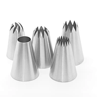 5 Pcs/Set Large Piping Set Stainless Steel Decoration Set Nozzles Tip Pastry Cake Decorating Baking Tools For Cupcakes Ca Factory Supply 853# Stainless Steel Open Star Cake Decorating Piping Tips For Cupcake Baking Tools 5pcs/Pack Large Piping Tips Set St