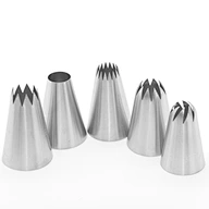 5 Pcs/Set Large Piping Set Stainless Steel Decoration Set Nozzles Tip Pastry Cake Decorating Baking Tools For Cupcakes Ca Factory Supply 853# Stainless Steel Open Star Cake Decorating Piping Tips For Cupcake Baking Tools 5pcs/Pack Large Piping Tips Set St