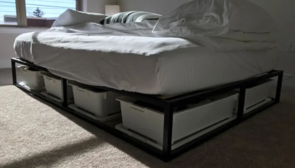 wood slat metal bed frame